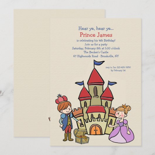Invitation de Prince et Château (Devant / Derrière)
