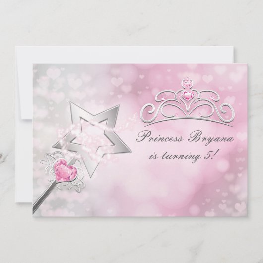 Invitation de Princess Wand & Crown Silver Pink Pa (Devant)