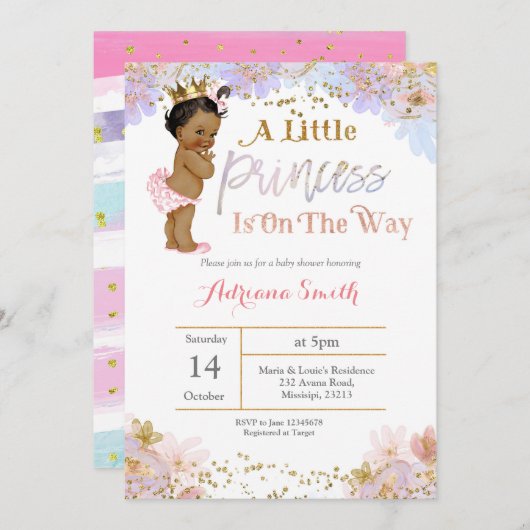 Invitation de princesse baby shower (Devant / Derrière)