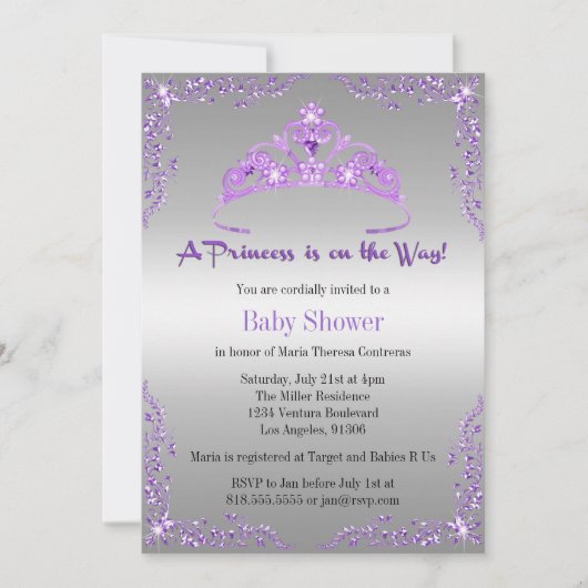 Invitation de princesse baby shower (Devant)