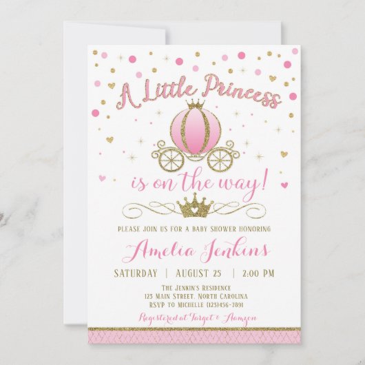 Invitation de princesse baby shower (Devant)