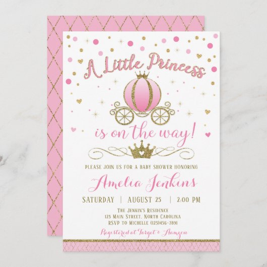 Invitation de princesse baby shower (Devant / Derrière)