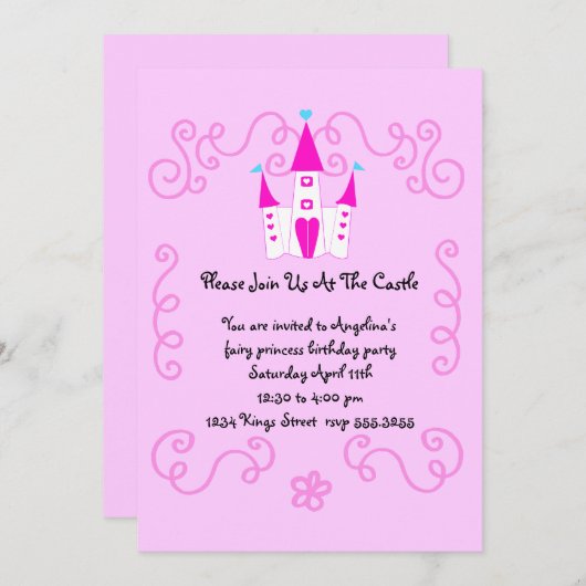 invitation de princesse de fées (Devant / Derrière)