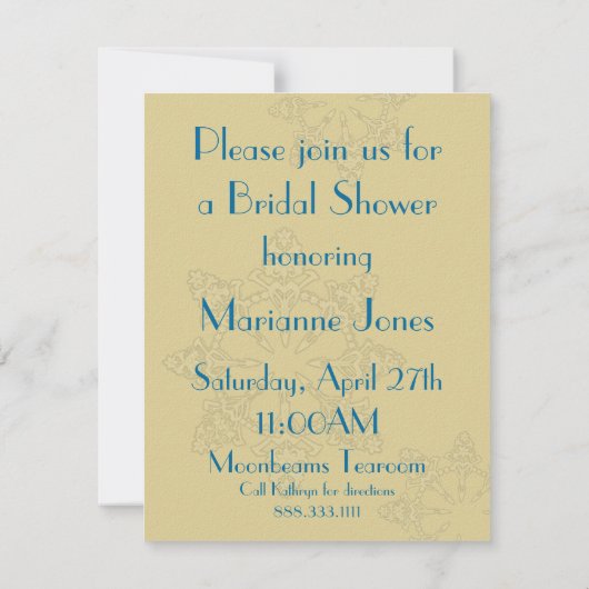 Invitation de princesse Fête de la mariée de (Dos)