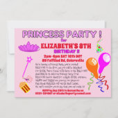 Invitation de PRINCESSE fête foraine conte de fées (Devant)