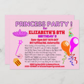 Invitation de PRINCESSE fête foraine conte de fées (Devant / Derrière)