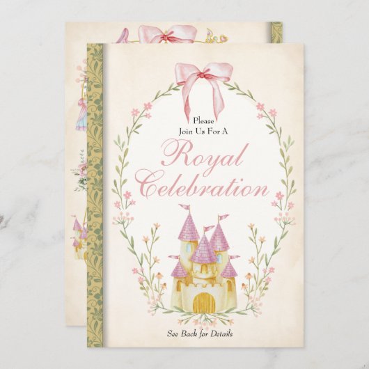 Invitation de princesse, invitation d'anniversaire (Devant / Derrière)