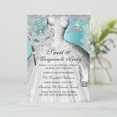 Invitation de Princesse Masquerade Sweet 16 Bleu A (Debout devant)