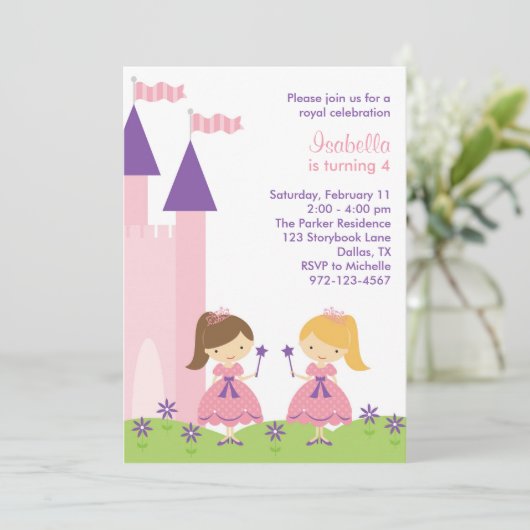 Invitation de princesse rose et pourpre (Debout devant)