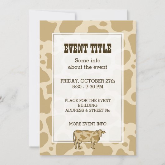 Invitation de profil de vache (Devant)