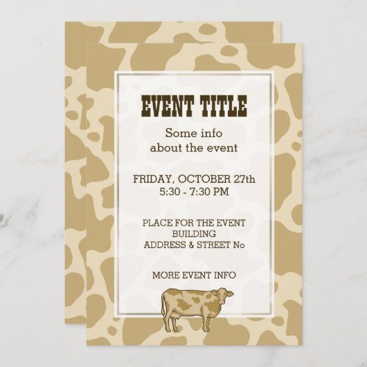 Invitation de profil de vache (Devant / Derrière)