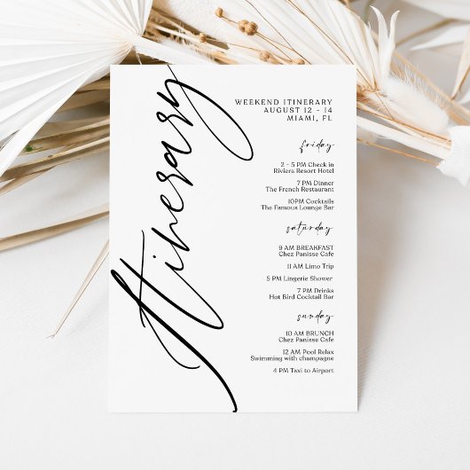 Invitation de programme de mariage moderne minimal