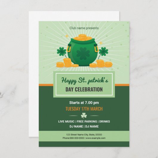 Invitation de prospectus Saint Patricks (Devant / Derrière)