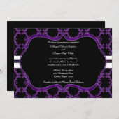 Invitation de Purple and Black Mariage damassé (Devant / Derrière)