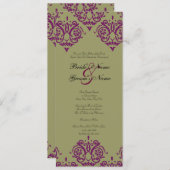 Invitation de Purple and Green Mariage damassé (Devant / Derrière)