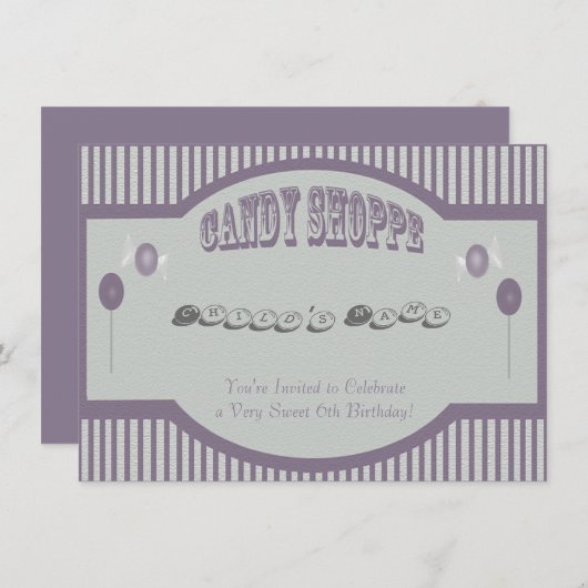Invitation de Purple Candy Shoppe (Devant / Derrière)