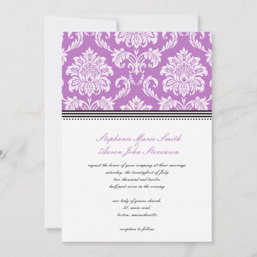 Invitation de Purple Mariage damassé (Devant)