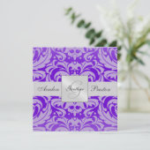 Invitation de Purple Monogramme Mariage damassé (Debout devant)