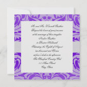 Invitation de Purple Monogramme Mariage damassé (Dos)