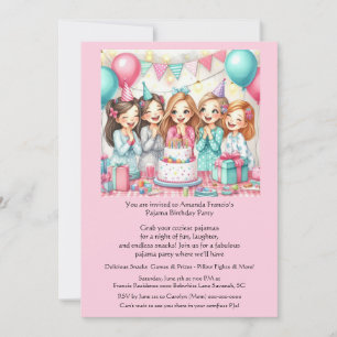 Invitation de pyjama party d'anniversaire pour fil