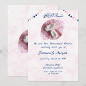 Invitation de Quatrefoil Motif islamique Aqiqah (Devant / Derrière)