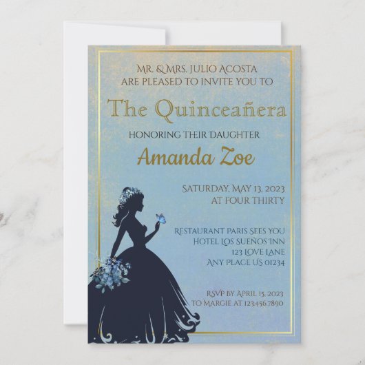 Invitation de Quinceañera (Devant)