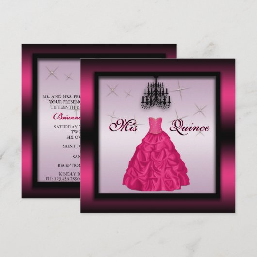 Invitation de Quinceanera (Devant / Derrière)