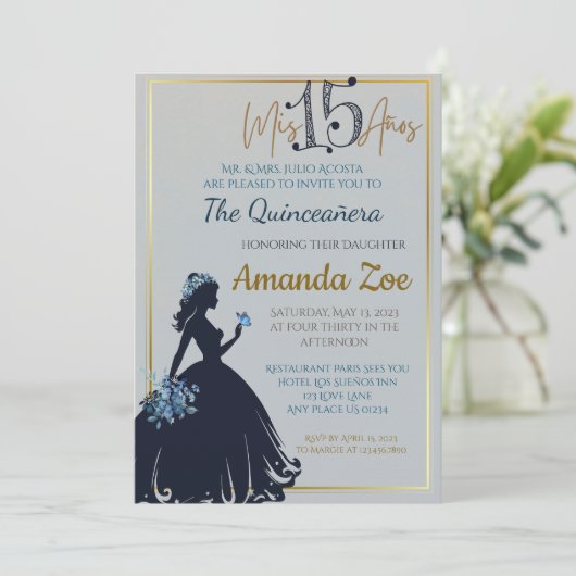 Invitation de Quinceañera (Debout devant)