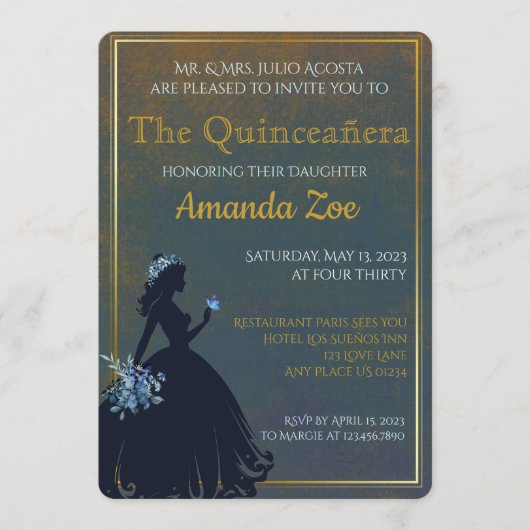 Invitation de Quinceañera (Devant)