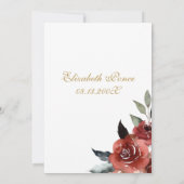 Invitation de Quinceanera à fleurs rouges (Dos)