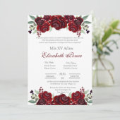 Invitation de Quinceanera à fleurs rouges (Debout devant)