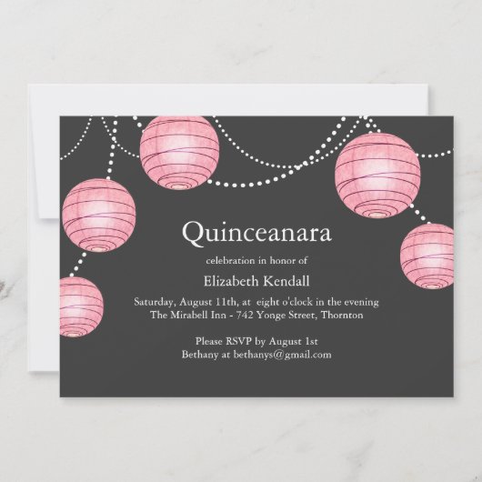 Invitation de Quinceanera à la Lanterne du Parti G (Devant)