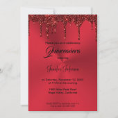 Invitation de Quinceanera à paillettes rouges méta (Devant)