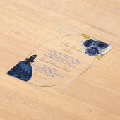 Invitation de quinceañera acrylique à thème bleu (Poser)