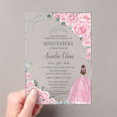 Invitation de Quinceañera Argentée Princesse Fleur (In situ (ordinateur de poche))