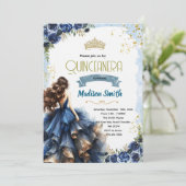 Invitation de Quinceanera Bleu Marine (Debout devant)