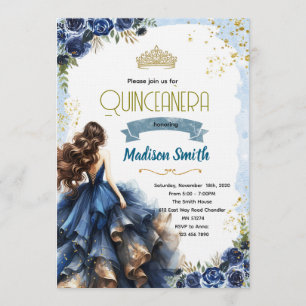 Invitation de Quinceanera Bleu Marine