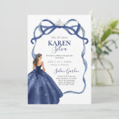 Invitation de Quinceañera Bleu Marine (Debout devant)