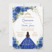 Invitation de Quinceañera Bleu Royal (Devant)