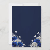 Invitation de Quinceañera bleu royal et argent  (Dos)