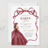 Invitation de Quinceañera Bourgogne (Devant)