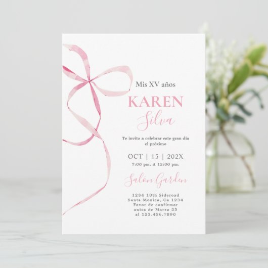Invitation de Quinceanera Bow Rose (Debout devant)