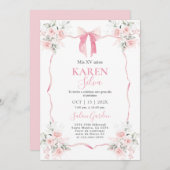Invitation de Quinceanera Bow Rose (Devant / Derrière)