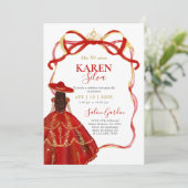 Invitation de Quinceañera Charro Rouge (Debout devant)