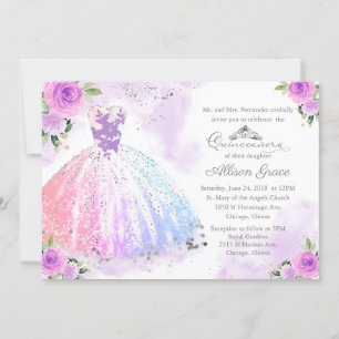 Invitation de Quinceañera Couleurs Pastel Bilingue