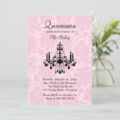 Invitation de Quinceanera Damask Rose (Debout devant)