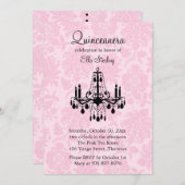 Invitation de Quinceanera Damask Rose (Devant / Derrière)