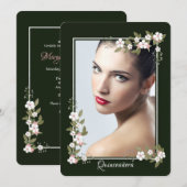 Invitation de Quinceañera de Cornouiller Rose et B (Devant / Derrière)