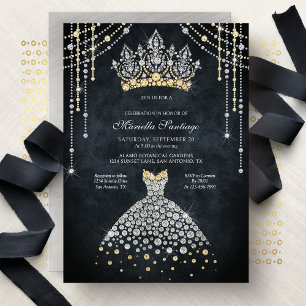 Invitation de Quinceañera de couronne de princesse