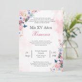 Invitation de Quinceañera de fleur de printemps ro (Debout devant)